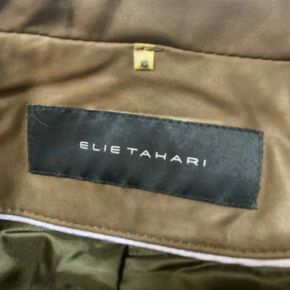ELIE TAHARI Genuine Leather ZipUp Jacket, dark brown
